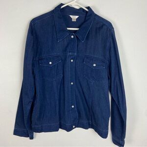 Christopher & Banks Blue Soft Denim Snap Button Shirt Western Cowgirl‎ Rodeo XL